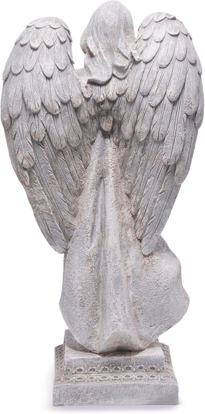 basen Praying Angel Garden Statue, Outdoor Memorial Angel Figurine for Garden Yard Lawn Patio, Resin Angel Sculpture Decoration for Grave Memorial, Cemetery Ornament Sympathy Gift
