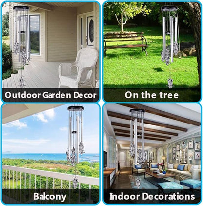 Owl Wind Chimes Outdoor/Indoor Decor - Memorial Wind Bells, Romantic Wind Catcher, Blessing Windchimes Gifts for Mom, Home, Balcony, Yard, Tree, Indoor, Festival Garden Decoration(5 Tubes, 6 Owls)