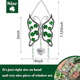 KY&BOSAM Shamrock Butterfly Suncatcher Precious Mom Gifts Irish Celtic for Window Hanging Wind Chime Real Flower Wings with Metal Charm Gifts for Women St Patrick's Mothers Day Birthday Christmas