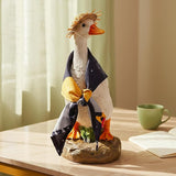 12" Real Farm Porch Goose Statue, Resin Yard Duck, Whimsical Outdoor Decor, Perfect for Garden, Patio, Backyard - Durable & Weather-Resistant, Pair with a Variety of Scarf Decorations