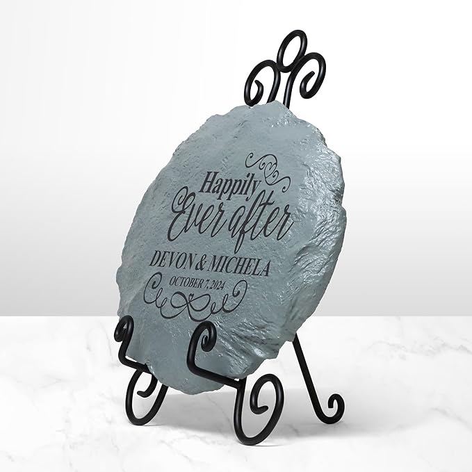 Let's Make Memories Personalized Just Married Garden Stone - for Newlyweds - Customize with Names & Date - Outdoor Décor
