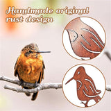 5PCS Rusty Birds Decoration, Outdoor Metal Birds Decor for Yard, Wall & Fence - Hummingbirds Craft Statue Ornaments - Garden Sculptures and Yard Art - Rustic Garden/Farmhouse Decor, Double-Side Design
