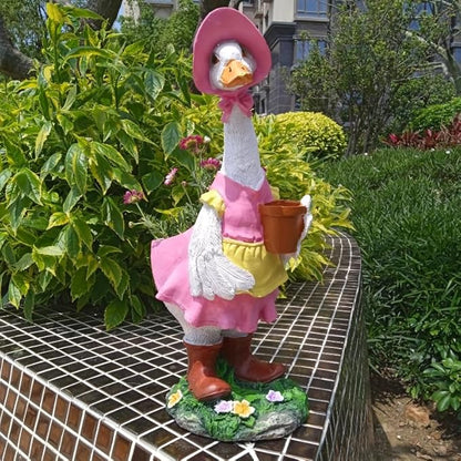 Duck Garden Statue Planter - Duck Succulent Flowerpot, Resin Animal Figurine for Indoor Outdoor Patio, Balcony, Office Desk Decor & Housewarming Gifts