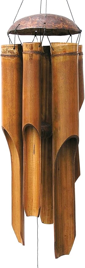 Cohasset Gifts Bamboo Wind Chime | #133 | Plain Antique Bamboo Wind Chime | Wood Outdoor Home Décor | Natural Beautiful Sound | Medium | Natural Wood Finish |