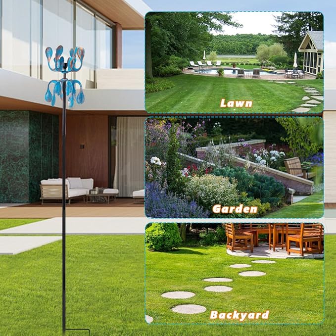 Wind Spinners Outdoor Metal Wind Spinner with Stakes,360 Degrees Rotating Kinetic Wind Sculptures & Spinners for Garden Lawn Backyard Patio Decor