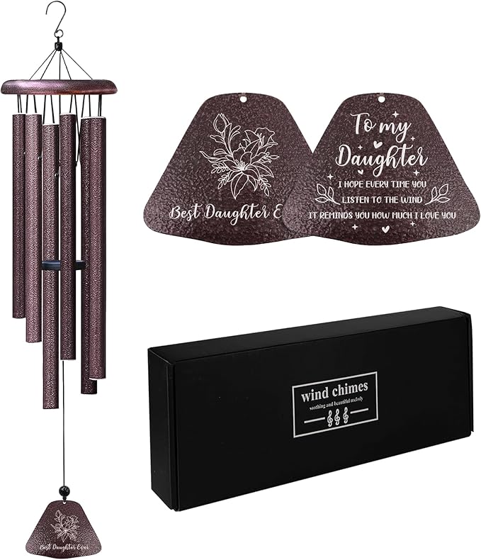 Mothers Day for Daughter Gifts from Mom, Best Daughters Ever 32" Wind Chimes, Birthday Gifts for Daughter, Christmas Birthday Presents for Her from Dad, Daughters Graduation Gift Ideas