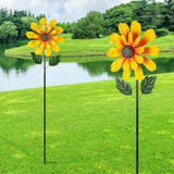 DREAMSOUL Sunflower Wind Spinners Outdoor, 13 Inch Dia Metal Wind Spinner with Stake, Kinetic Decorative Flower Spinner Lawn Garden Decor (57 * 13 Inches)