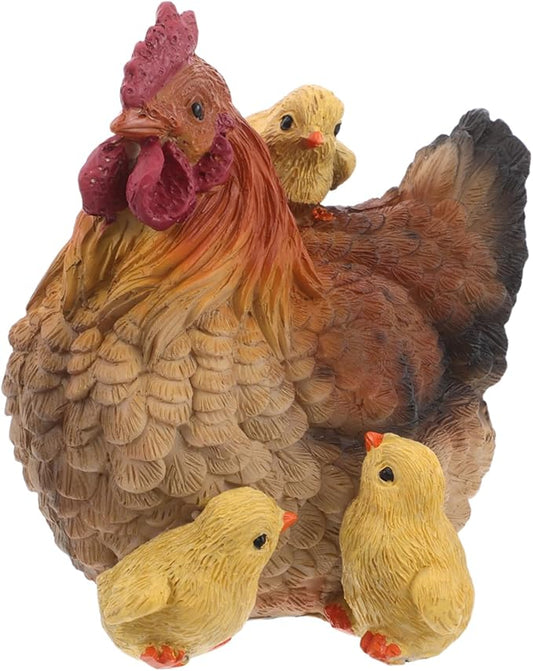 Hemoton Resin Hen Statue for Garden 4.9 Inch Realistic Farm Chicken Ornament Weatherproof Outdoor Decor for Lawn Patio