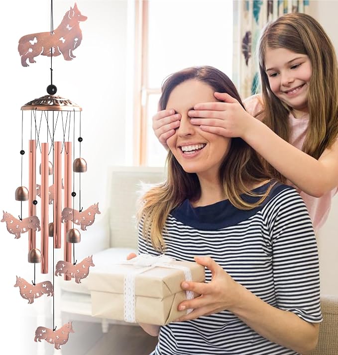 Dachshund Wind Chimes - Christmas Decorations,Garden Gifts for Women,Patio & Nursery, Memorial Day Gifts for Mom/Wife/Daughter, Whimsical Yard Decorations with Soothing Tones