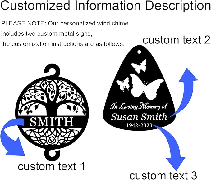 Personalized Butterfly Memorial Wind Chime for Outside, Custom Sympathy Gift, Custom Butterfly Wind Chime, Loss of Mom Sympathy Gift, Remembrance Gift