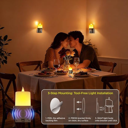 2 Pack Flameless Candles Nightlight With Flickering Flame, Battery Operated Candles Included Magnetic Attachment Easy For Placement, Realistic Candlelight For Home, Bathroom, Window Decor (Brown)