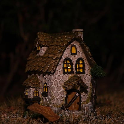 Zayton Garden House Statues Outdoor Yard Resin Decoration Gift Handmade Housewarming Gift for Patio Yard Lawn Waterproof Cracking