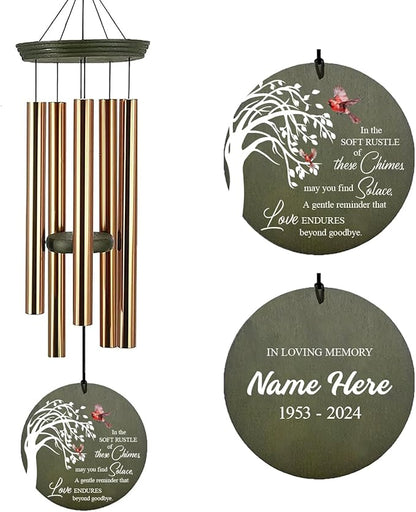 Personalized Sympathy Wind Chime, Condolence Gifts Wind Chimes for Outside, Memorial Wind Chimes Outdoor Deep Tone Sympathy, Memorial Bereavement Gifts for Condolences/Funeral, Product in USA