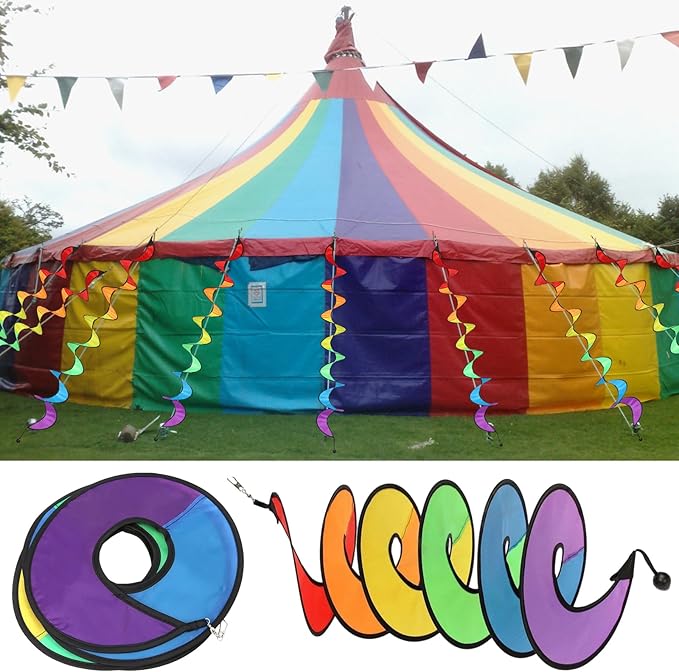 2 Pcs Rainbow Wind Spinners for Yard Garden Hanging Colorful Spiral Rotating Windmill Wind Spinner Ornament Lawn Spinners Outdoor Indoor Decoration for Porch Polyester Portable Rotate Accessories