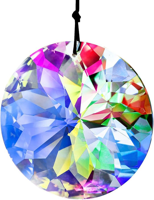 3"/79mm Hanging Crystal Prism Suncatcher for Window Large Sun Catchers AB Colored Faceted Prisms Ornament Rainbow Maker Chandelier Crystal Pendant