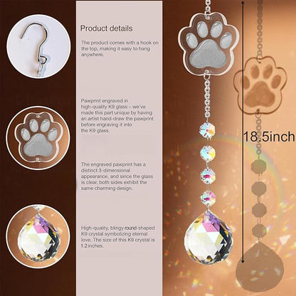 Dog Memorial Gifts for Loss of Dog, K9 Crystal Suncatcher Rainbow Maker Pet Memorial Gifts for Dogs/Cats, Handmade Sun Catcher Window Hanging for Pet Lovers,Thoughtful Pet Loss Sympathy Gift