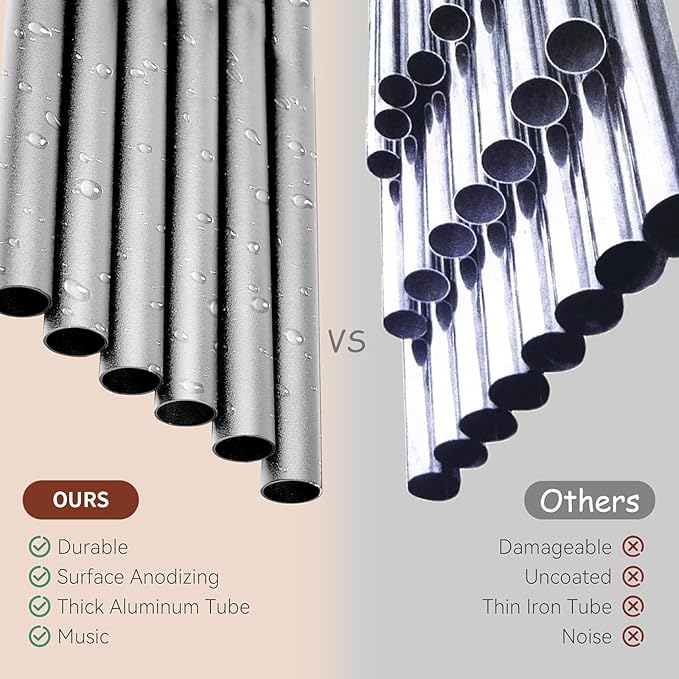 Sleek Brushed Silver Wind Chime, 37-Inch Hand-Tuned 6-Tube Minimalist Decor for Modern Patio, Zen Garden & Urban Balcony, Ideal Housewarming Gift