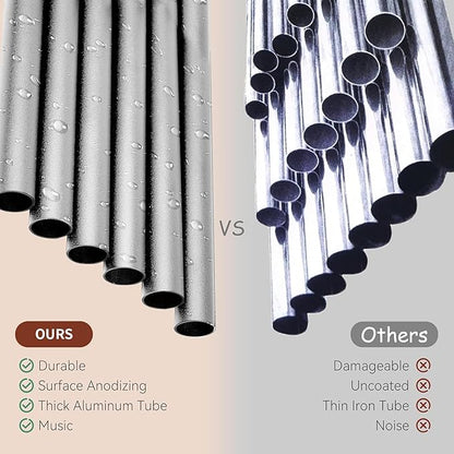 Sleek Brushed Silver Wind Chime, 37-Inch Hand-Tuned 6-Tube Minimalist Decor for Modern Patio, Zen Garden & Urban Balcony, Ideal Housewarming Gift
