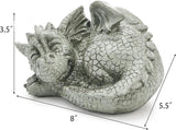 Jucoan Cute Sleeping Dragon Statue Outdoor Garden Decor, 8 Inch Resin Dragon Figurine Sculpture Lawn Ornaments for Outside Patio Yard, Fantasy Dragons Garden Statues Gifts for Mom, Woman