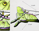 Luna Moth Stained Glass Window Hanging - Handmade Suncatcher Real Glass - Light Green Butterfly Light Catcher Elegant Gifts for Mother, Women, Grandma (Gifts-Box provided)