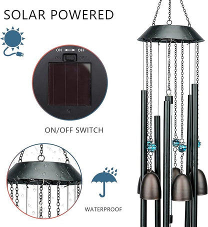 Taman Solar Wind Chime for Outside - 30" Led Color Changing Wind Chime Valentine's Day Gift Decorative Memorial Gift, for Home, Outdoor, Yard, Patio,Garden Decor
