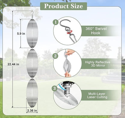 Bird Deterrents for Outside Patio, Bird Scare Devices Set Highly Reflective 3D Wind Spinners Outdoor Garden Decor, Bird Reflectors to Keep Birds Away Window Roof Yard Orchards Deck 12 Discs 4 Pcs