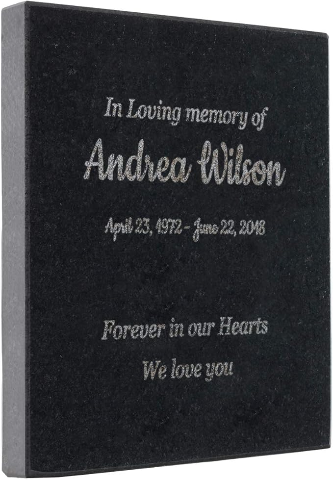 Customized In Loving Memory Black Granite Memorial or Sympathy Gift. Offered in a Variety of Sizes to Meet your Needs and Budget (6 x 6 x .4")