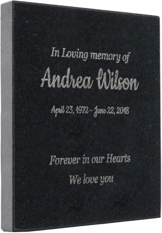Customized In Loving Memory Black Granite Memorial or Sympathy Gift. Offered in a Variety of Sizes to Meet your Needs and Budget (6 x 6 x .4")