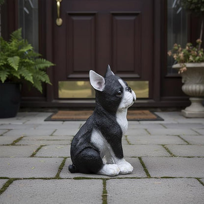 Tuxedo Bulldog Statues Outdoor Decorative, Dog Memorial Statue for Yard Lawn Patio Porch, Garden Pet Grave Marker Figures,