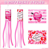 NOVWANG 2 Pieces 40 Inches Valentine's Day Windsock, Valentine Hearts Windsocks Outdoor Hanging Wind Sock for Wedding Anniversary Home Party Yard Garden Patio Decoration