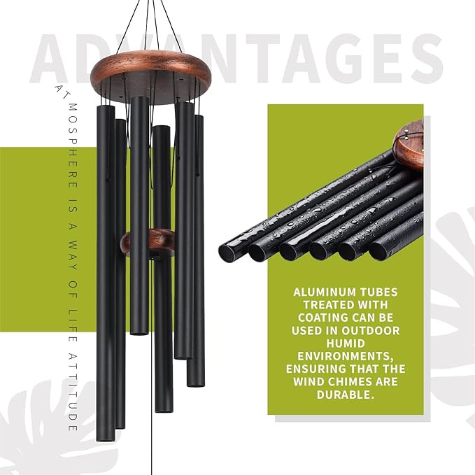 Memorial Wind Chime, Outdoor Decorative Wind Chime, Featuring a Pattern of a Tree of Life. It is an Excellent Gift, Suitable for Garden Decoration, Terrace or Porch. (32inch)