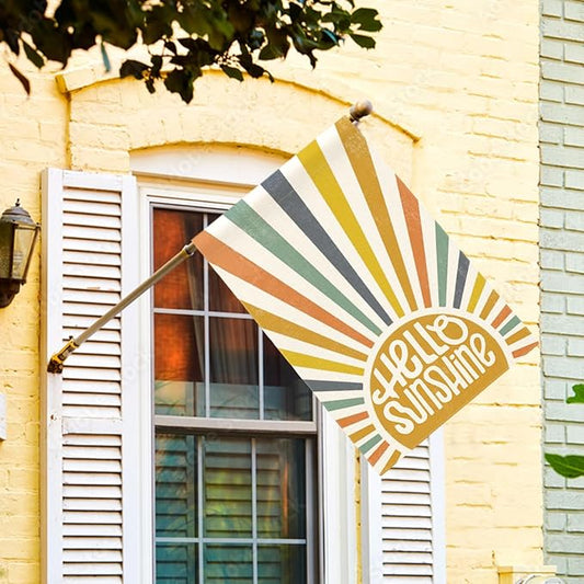 AVOIN colorlife Hello Sunshine Classic House Flag 28x40 Inch Double Sided Outside, Summer Party Holiday Burlap Yard Outdoor Decoration