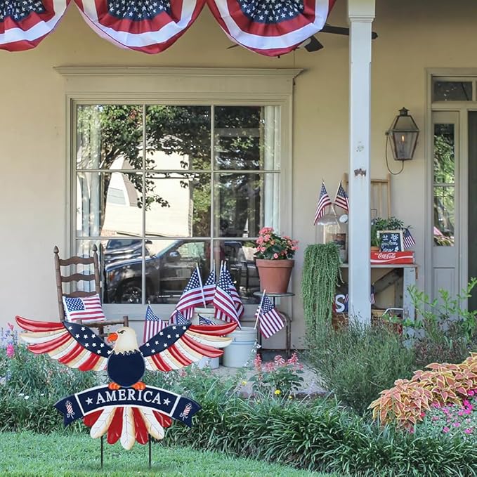 hogardeck 4th of July Decorations Outdoor, Bald Eagle Patriotic Decorative Garden Stakes for Fourth of July Decorations, Memorial Day Metal American Eagle for Outside Yard Porch Lawn Decor