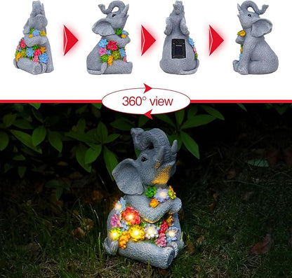 RICHIE Womens Gift Solar Statues for Garden Decor, Outdoor Elephant Sculptures for Clearance Lights for Outside Lawn Ornaments Birthday Gifts for Mom Grandma Women- Chrismtas Gifts for Mom Grandma