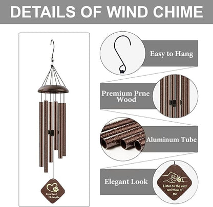 Dog Memorial Gifts, Pet Memorial Wind Chimes for Dogs, Loss of Dog Passing Away Remembrance Bereavement Sympathy Gift, Cat Memorial 32"