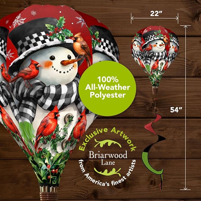 Briarwood Lane Snowman with Cardinals Hot Air Balloon Spinner
