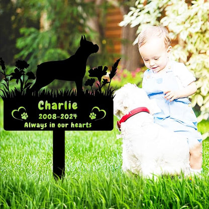 Personalized Boxer Dog Memorial Grave Marker,Custom Flora Dog Memorial Garden Stake,Dog Memorial Plaque Burial Stake Engraved Sign,Dog Sympathy Grave Stake,Dog Memorial Statue Headstone