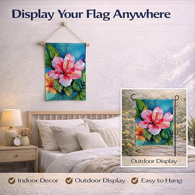 Caroline's Treasures Hawaii Hawaiian Hibiscus in Watercolor Garden Flag Mailbox Flag Decorative Yard Flag Banner Outside Patio Artwork Yard Flower Beds, Garden Size, Multicolor