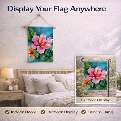 Caroline's Treasures Hawaii Hawaiian Hibiscus in Watercolor Garden Flag Mailbox Flag Decorative Yard Flag Banner Outside Patio Artwork Yard Flower Beds, Garden Size, Multicolor