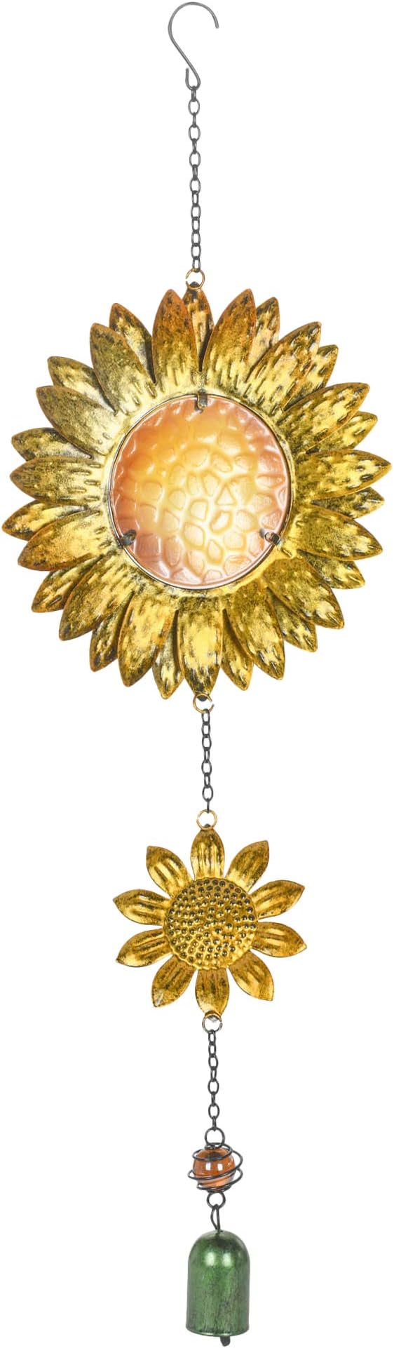Sunset Vista Designs 14166 Hanging Decoration Garden Bell, Warm Orange and Golden Yellow with Amber 26.5 x 7.5