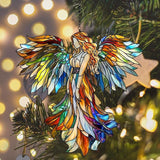 Rainbow Angel Tiffany Style Acrylic Suncatcher Stained Glass Effect Window Car Hanging Christmas Ornament Indoor Outdoor Decor Garden Sun Catcher Panel for Angel Lover for Women Mom Grandma