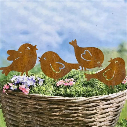 Rusty Birds Decoratio Metal Bird Art Silhouettes Courtyard Garden Déco rand Courtyard Garden Rustic Outdoor Décor Backyard Fence Décor 4Piece Metallic Rust-Colored