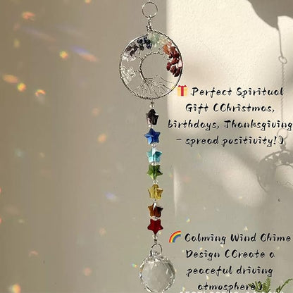 Healing Crystal Decor Tree of Life Car Hanging Accessories Suncatcher, car Charms for Rear View Mirror, Rear View Mirror Accessories, New Car Gift