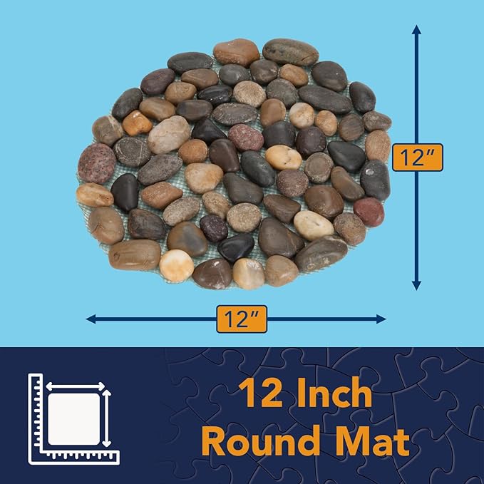 Bits and Pieces - Stepping Stones Outdoor Walkway - 12" River Rock Landscaping Decorative Stepping Stones - Set of Three (3) - Backyard Decor Garden Pavers for Outside Walkway