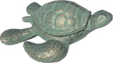 Top Brass Sea Turtle Key Hider Figurine - Cast Iron Garden Statue with Secret Storage Compartment Jewelry Trinket Box - Indoor/Outdoor Ocean Beach Decor
