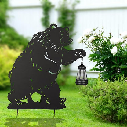 nawaza Bear Metal Garden Stakes Decorative 2Pack,Solar Lights Outdoor Garden Decor Stake,Birthday Gifts for Mom Women,Decorative Metal Housewarming Ornament for Lawn Patio Yard Pathway Black.