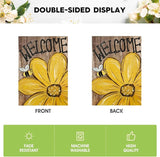 AVOIN colorlife Bee Sunflower Spring Summer Garden Flag 12x18 Inch Double Sided Outside, Welcome Wood Grain Yard Outdoor Flag
