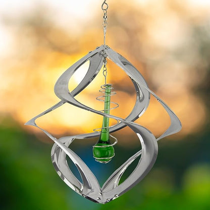 Red Carpet Studios The Original Helix Cosmix Wind Spinner Indoor/Outdoor 3-Dimensonal Garden Décor, 11-Inch, Chrome - Teardrop