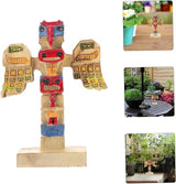 Handpainted Tribal Symbol Statue Resin Decor with Auspicious Design Unique Garden Ornament for Outdoor and Courtyard Artistic Retro Adornment Enhancing Garden Atmosphere