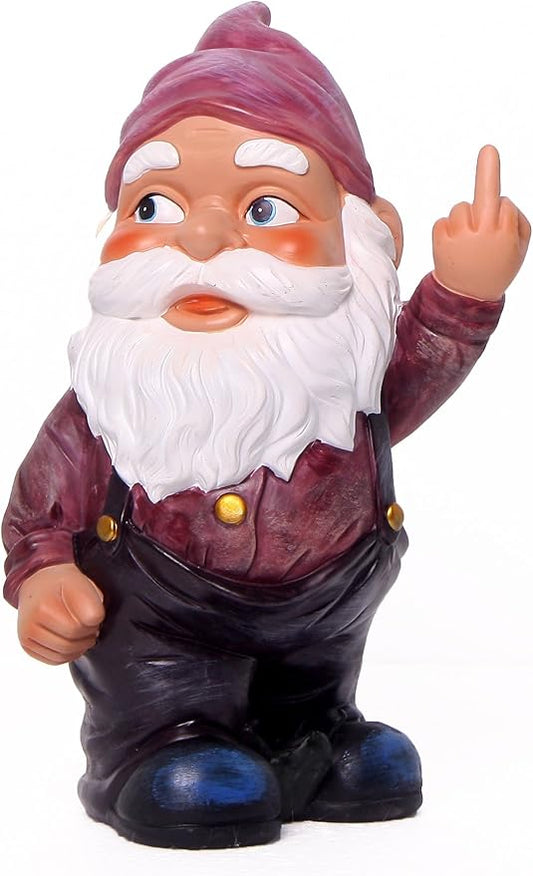 Funny Guy Mugs Middle Finger Indoor/Outdoor Gnome for Patio, Yard or Lawn - Funny Garden Gnome - Naughty Gnomes
